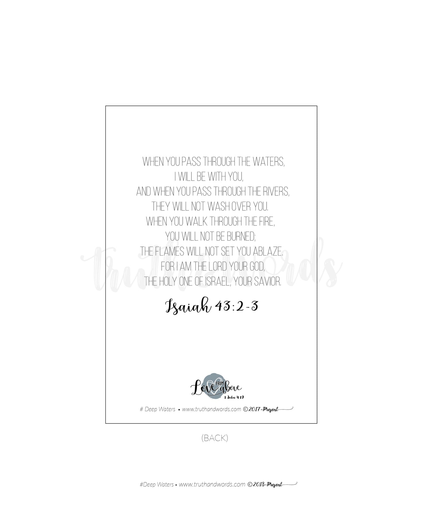 "Deep Waters" 4 X 6 Card- 25 Pack